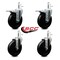 Service Caster 5'' Soft Rubber Wheel Swivel 7/16'' Stem Caster Set 2 Total Lock Brake, 4PK SCC-GRTTL20S514-SRS-716138-2-S-2 - alternate 3